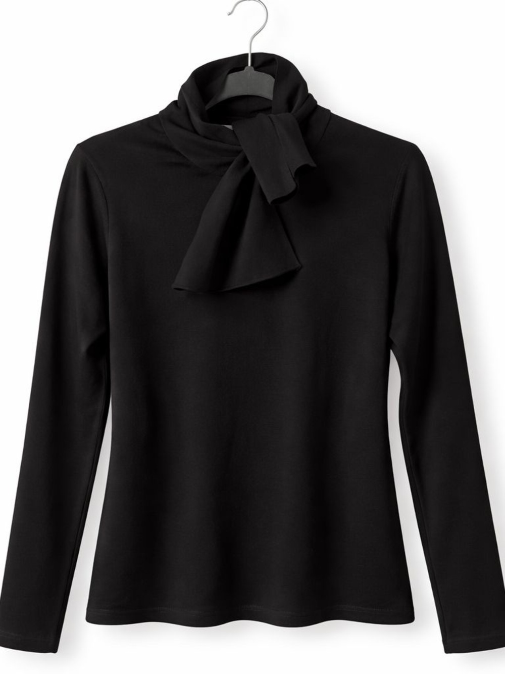 Carolina Herrera Black Wool Tie-Neck Sweater Bow Collar XS NWT